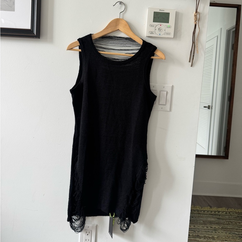 Dolls Kill Black Shredded Knit Midi Dress